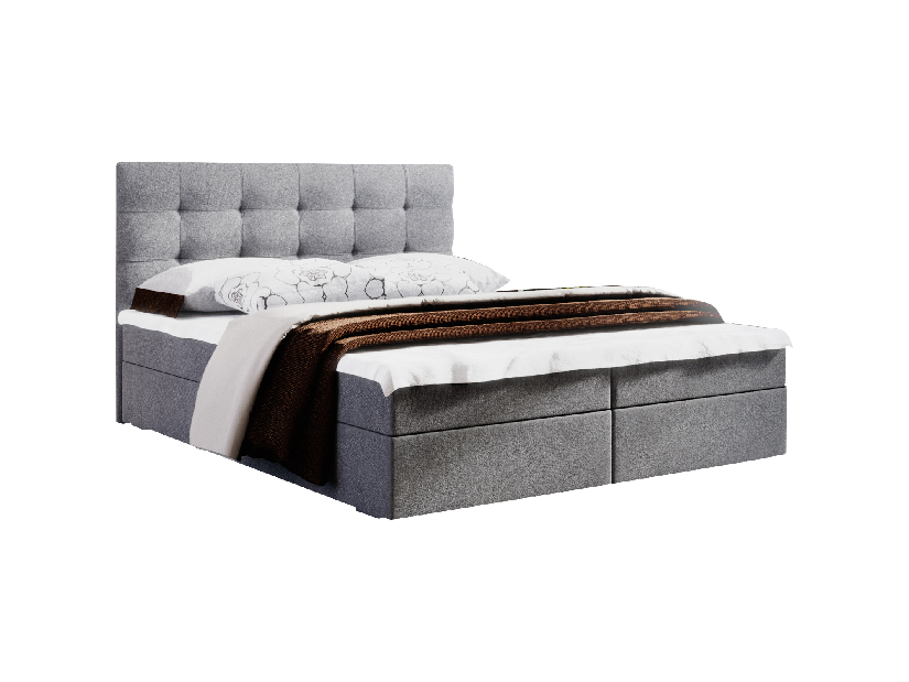 Bračni krevet Boxspring 160 cm Fade 2 Comfort (siva) (s madracem i prostorom za odlaganje)