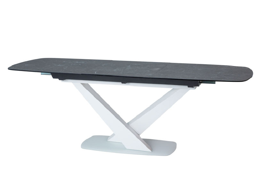 Blagovaonski stol na razvlačenje 160-220 cm Carmen (crna + bijela) (za 8 i više osoba)