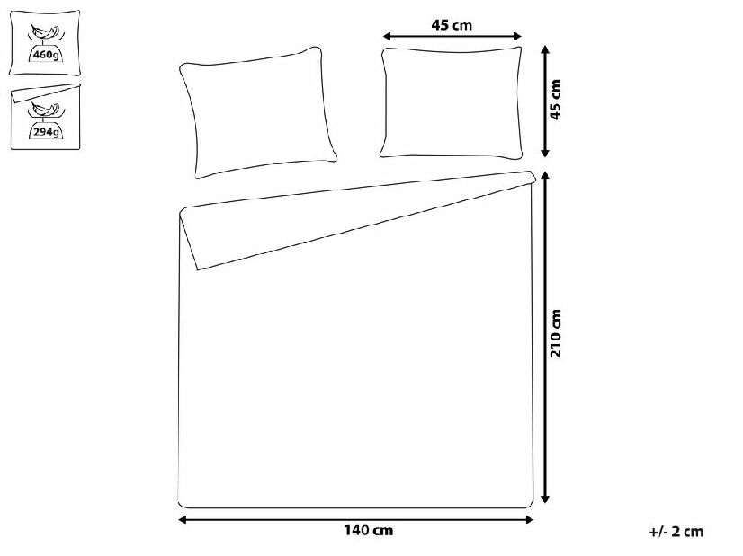 Set prekrivač + 2 jastuka 140 x 210 cm Bent (zelena)
