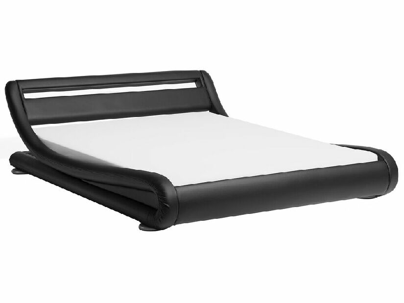 Bračni vodeni krevet 180 cm Anais (crna ekokoža) (s podnicom a madracem)
