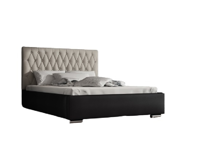 Bračni krevet 140 cm Seaford (krem + crna) (s podnicom)