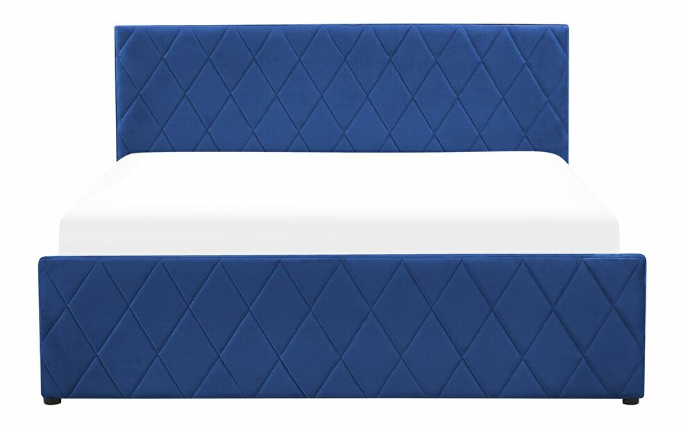 Bračni krevet 160 cm Rhett (plava) (s podnicom i prostorom za odlaganje)