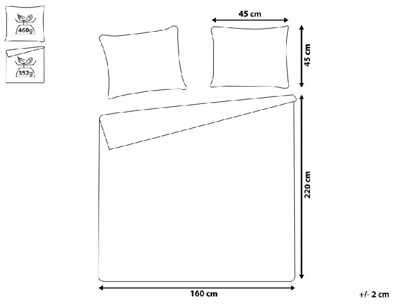 Set prekrivač + 2 jastuka 160 x 220 cm Bent (zelena)