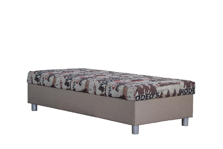 Jednostruki krevet (kauč) 90 cm Inez (svijetlosmeđa + Rodeo 10) (s poliuretanskim madracem) (s prostorom za odlaganje)