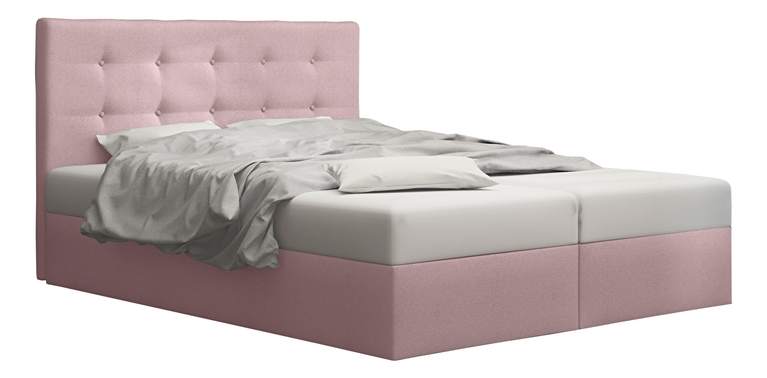 Bračni krevet Boxspring 160 cm Duel 1 Comfort (ružičasta) (s madracem i prostorom za odlaganje)