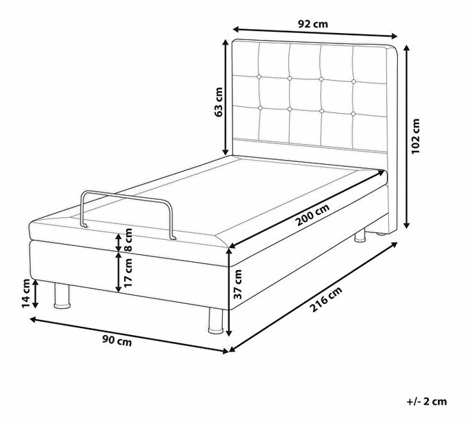 Jednostruki krevet 90 cm DUCHE (siva)