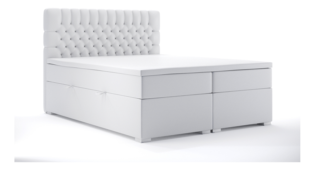 Bračni krevet Boxspring 180 cm Daliny (bijela ekokoža) (s prostorom za odlaganje)