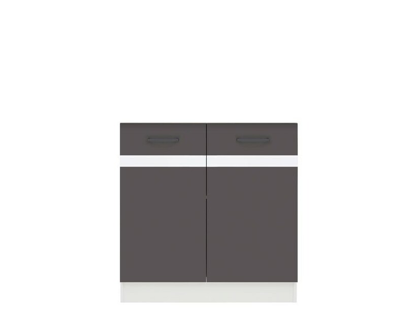 Donji kuhinjski ormarić ispod sudopera Junona line DK2D/80/82 (Sivi volfram + Sjaj bijeli) 