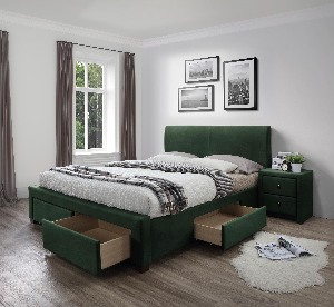 Bračni krevet 160 cm Aldeia 3 160 (tamno zelena) (s podnicom i prostorom za odlaganje)