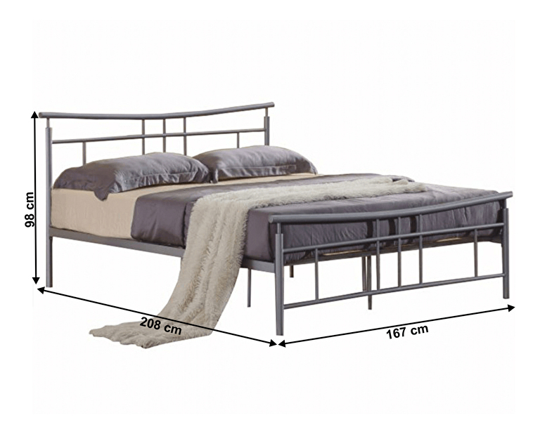 Bračni krevet 160 cm Daija 160 (srebrna mat)