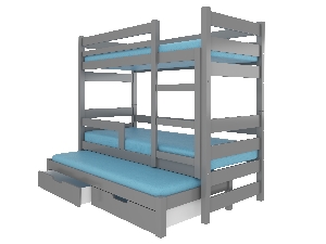 Dječji krevet na kat 180x75 cm Karin (s podnicom i madracem) (siva)
