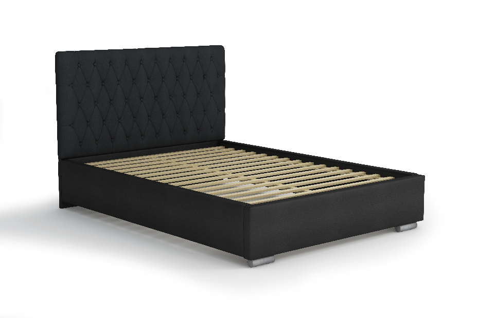 Bračni krevet 140 cm Seaford (srebrna + crna) (s podnicom)