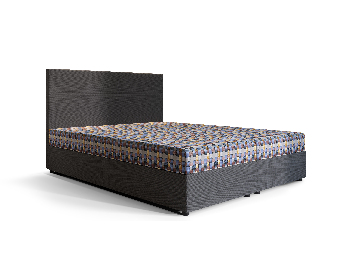 Bračni krevet  Boxspring 160 cm Skonto (tamnosiva + pleteni uzorak) (s madracem i prostorom za odlaganje)