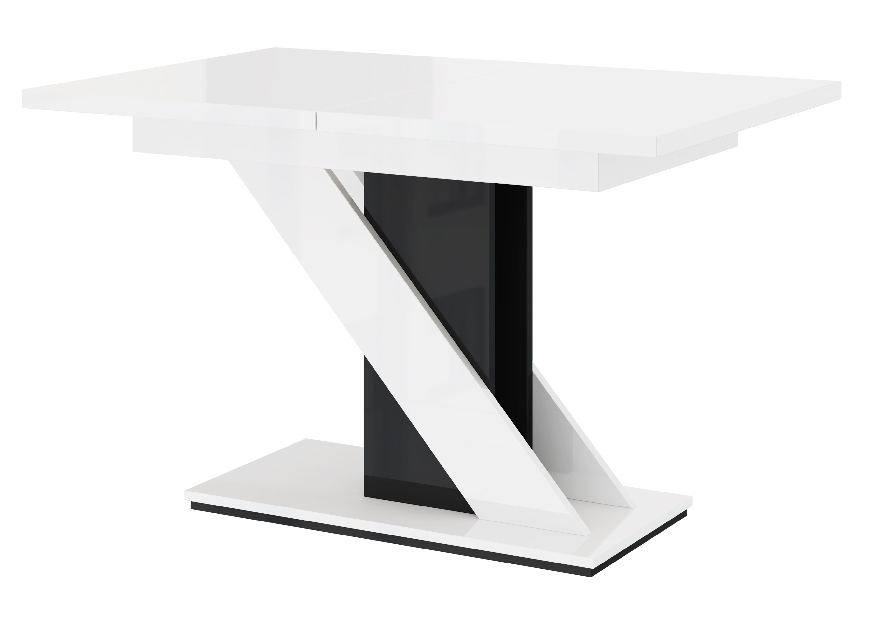 Blagovaonski stol Mevenis (bijeli sjaj + crni sjaj) (za 4 do 6 osoba)