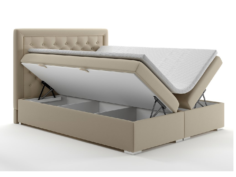Bračni krevet Boxspring 160 cm Gllamy (bež) (s prostorom za odlaganje)