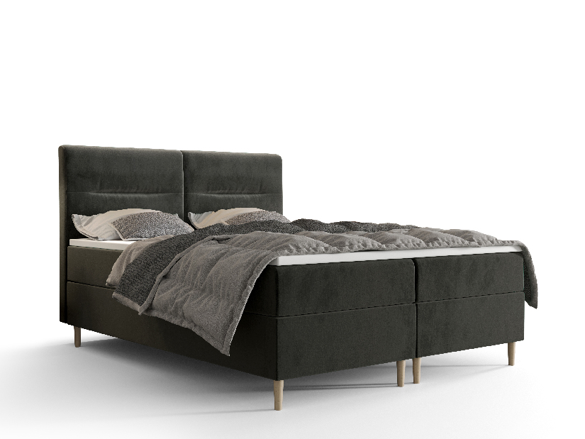 Bračni krevet Boxspring 140 cm Saruta (tamnosiva) (s madracem i prostorom za odlaganje)