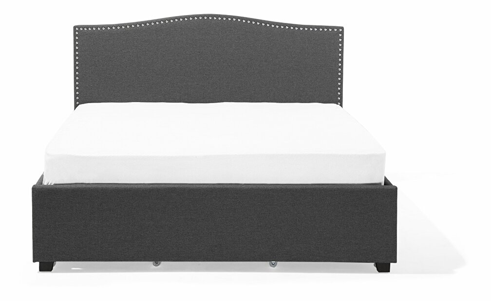 Bračni krevet 180 cm MONTHY (s podnicom, prostorom za odlaganje i bijelom LED rasvjetom) (siva)