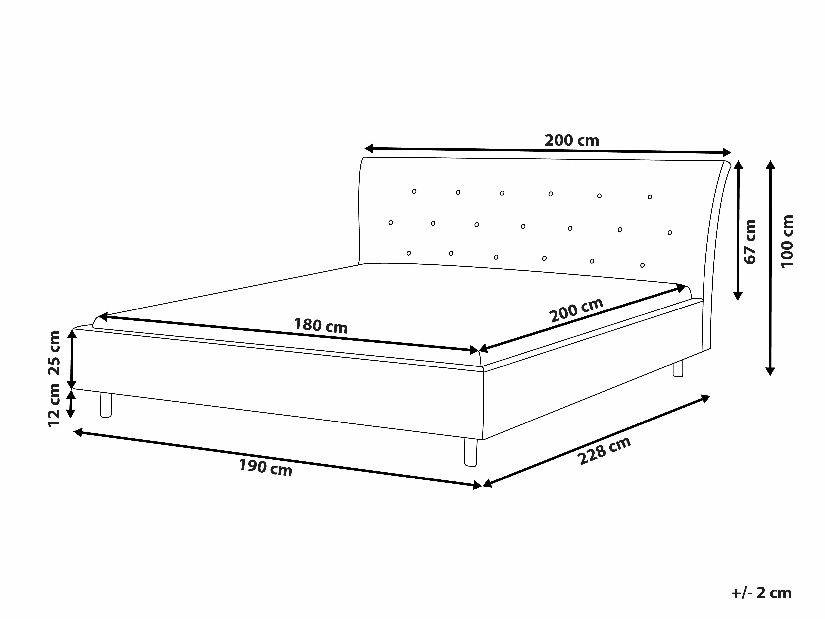 Bračni krevet 180 cm SANTORI (s podnicom) (bijela)
