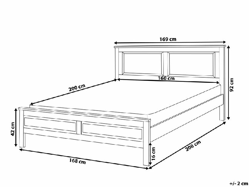 Bračni krevet 160 cm OLIVE (s podnicom) (bijela)