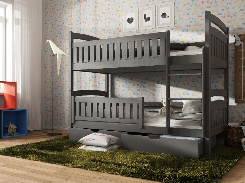 Dječji krevet 90 x 190 cm Irwin (s podnicom i prostorom za odlaganje) (grafit)