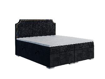 Bračni krevet Boxspring 140 cm Lupin (crna) (s madracem i prostorom za odlaganje)