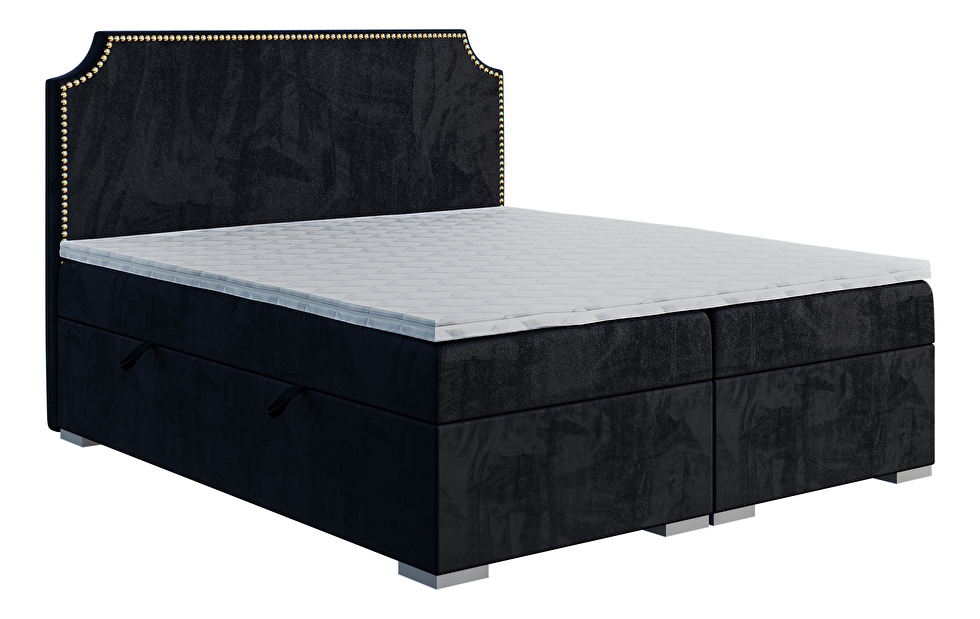 Bračni krevet Boxspring 180 cm Lupin (crna) (s madracem i prostorom za odlaganje)