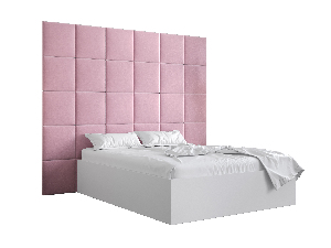 Bračni krevet s tapeciranim uzglavljem 160 cm Brittany 3 (bijela mat + ružičasta) (s podnicom)