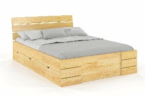 Bračni krevet 180 cm Lorenskog High Drawers (borovina)