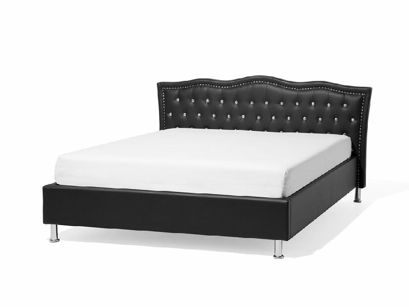 Bračni krevet 160 cm MATH (s podnicom) (crna)