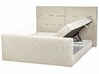 Bračni krevet 180 cm Aoyun (bež) (s podnicom i madracem) (s prostorom za odlaganje)