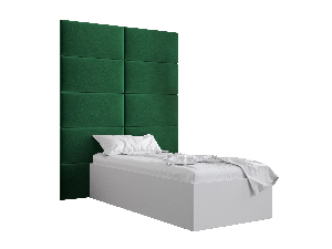 Jednostruki krevet s tapeciranim uzglavljem 90 cm Brittany 1 (bijela mat + zelena) (s podnicom)
