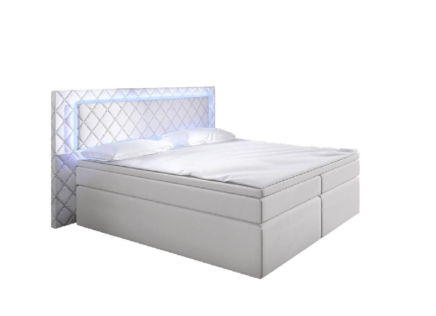 Bračni krevet Boxspring 160 cm Pius (bijela) (s madracima) 