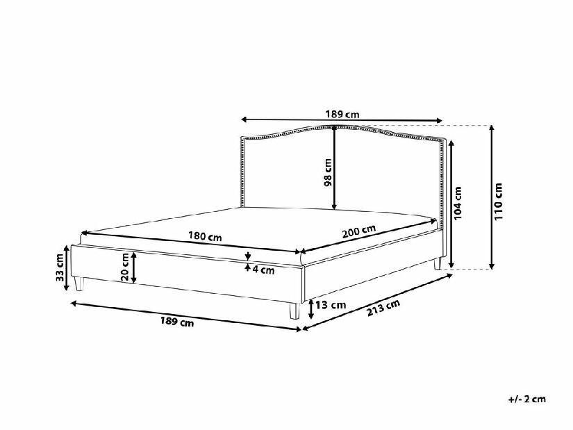 Bračni krevet 180 cm MONTHY (s podnicom) (bež)