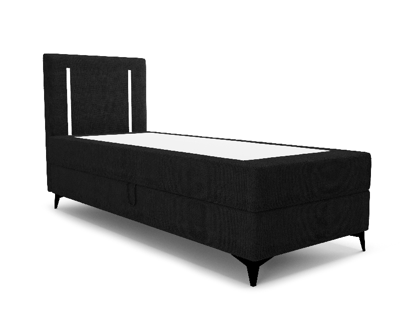Jednostruki krevet 90 cm Ortega Bonell (crna) (s podnicom, bez prostora za odlaganje) (s LED rasvjetom)