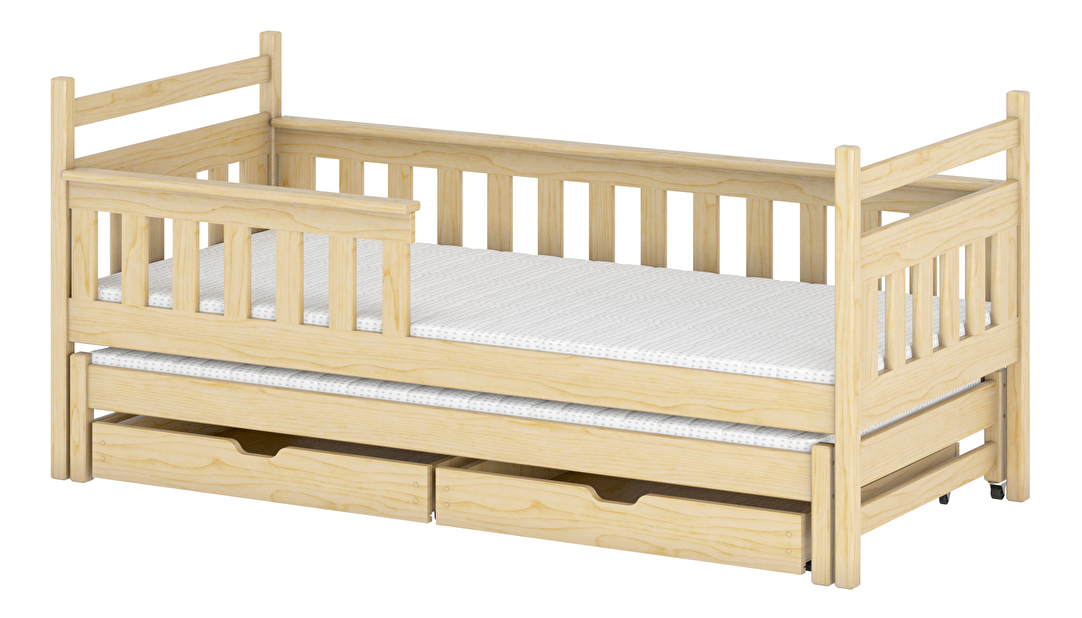 Dječji krevet 90 x 200 cm DORIA (s podnicom i prostorom za odlaganje) (borovina)