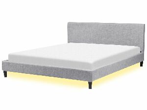 Bračni krevet 180 cm FUTTI (s podnicom i LED rasvjetom) (siva)