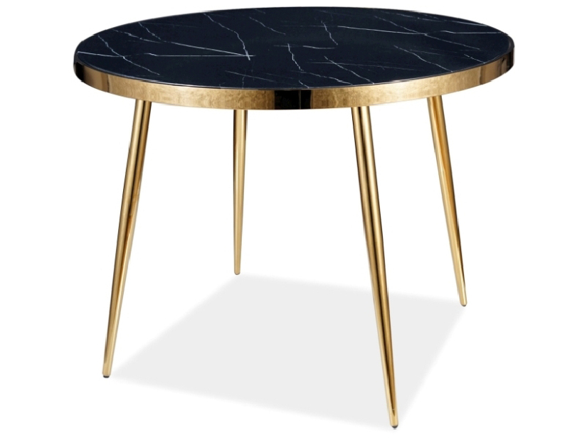 Blagovaonski stol Carleen (crna + zlatna) (za 4 osobe)