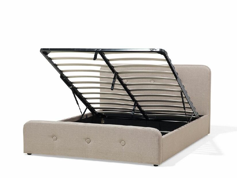 Bračni krevet 160 cm ROME (s podnicom i prostorom za odlaganje) (bež)