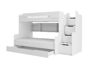 Dječji krevet na kat 200x90 cm, 200x120 cm Homer (s podnicom i madracem) (bijela)