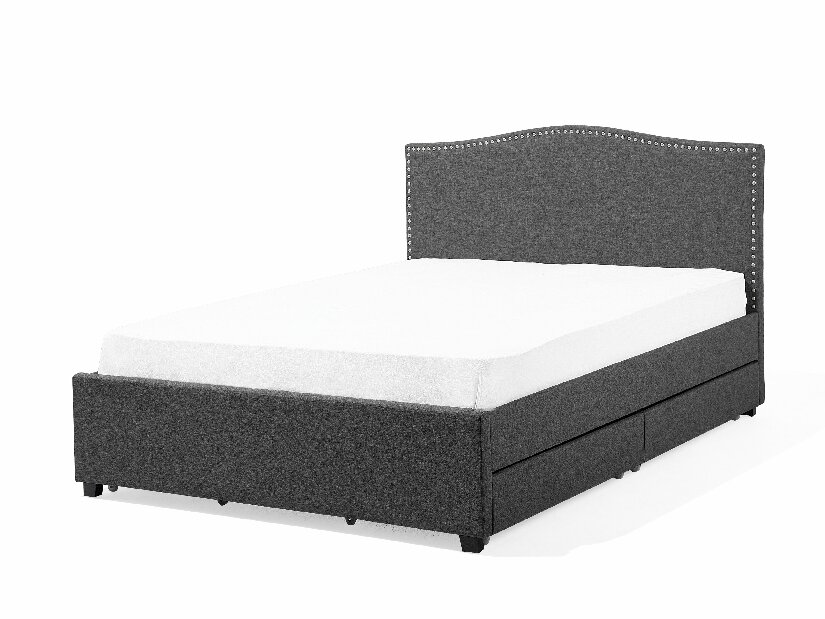 Bračni krevet 160 cm MONTHY (s podnicom, prostorom za odlaganje i LED rasvjetom) (siva)