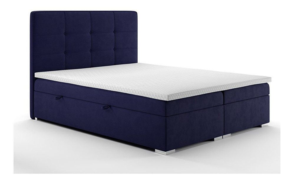 Bračni krevet Boxspring 180 cm Loty (tamno plava) (s prostorom za odlaganje)