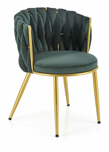 Blagovaonska stolica Kesy (tamnozelena + zlatna)