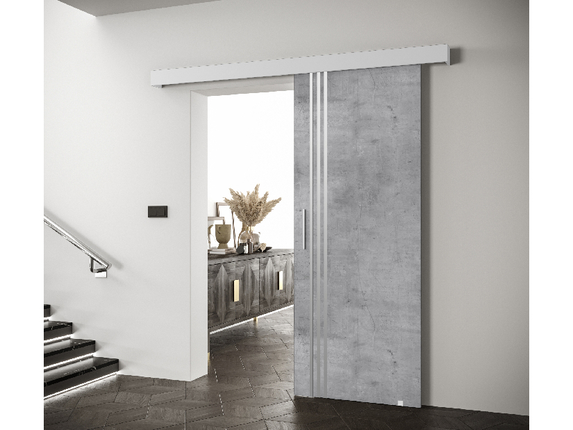Klizna vrata 90 cm Sharlene VI (beton + bijela mat + srebrna)