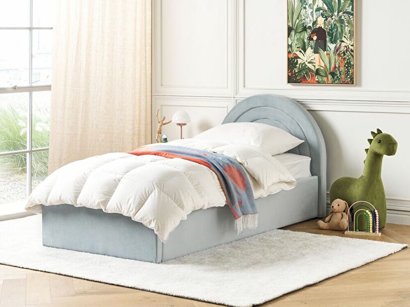 Jednostruki krevet 90 cm Annesile (plava) (s podnicom) (s prostorom za odlaganje)