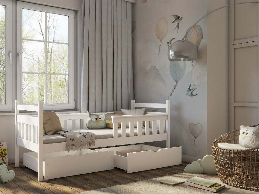 Dječji krevet 90 x 190 cm Emelda (s podnicom i prostorom za odlaganje) (bijela)