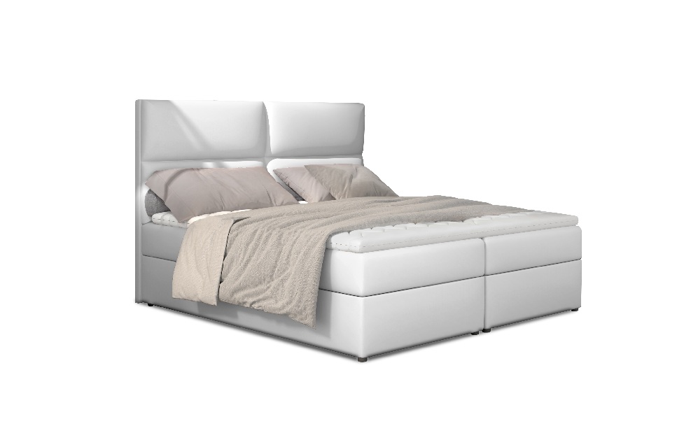 Bračni krevet Boxspring 165 cm Alyce (bijela) (s madracima)