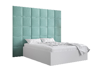 Bračni krevet s tapeciranim uzglavljem 160 cm Brittany 3 (bijela mat + metvica) (s podnicom)
