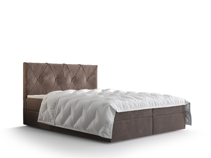 Bračni krevet Boxspring 160 cm Athena (smeđa) (s madracem i prostorom za odlaganje)