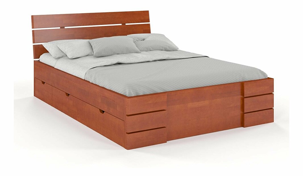 Bračni krevet 180 cm Naturlig -Lorenskog High Drawers (bukva)