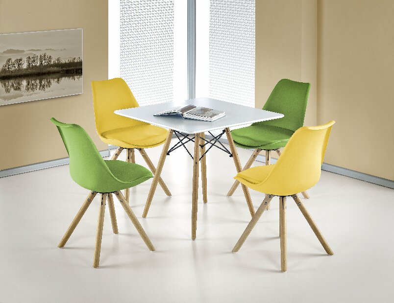 Blagovaonski stol Priscilla kwadrat (za 4 osobe) (bijela + prirodna)